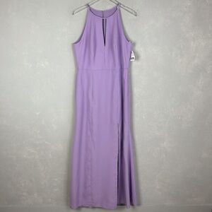 Bella Bridesmaids size 16R maxi dress BB122 pale purple P537 side slit NEW